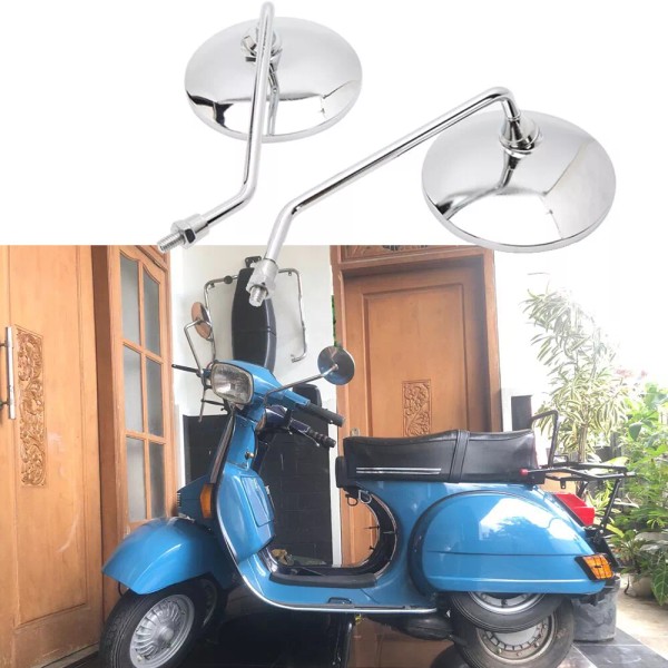 GOODFITMENT Motorcycle Chrome Round Rearview Side Mirror Universal For Vespa