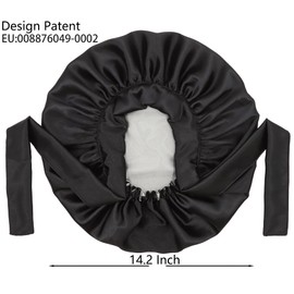 SENGTERM Silk Night Cap Women with Hair Satin Cap Night Cap Wide Silky Band Elastic Double Layer for Black Women with Long and Curly Hair, black