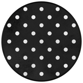 White Black Polka Dot Round Area Rug, Polka Dot Non-Slip Circle Rug for Bedroom Living Room Outdoor Study Playing Floor Mat Carpet, 3' Diameter