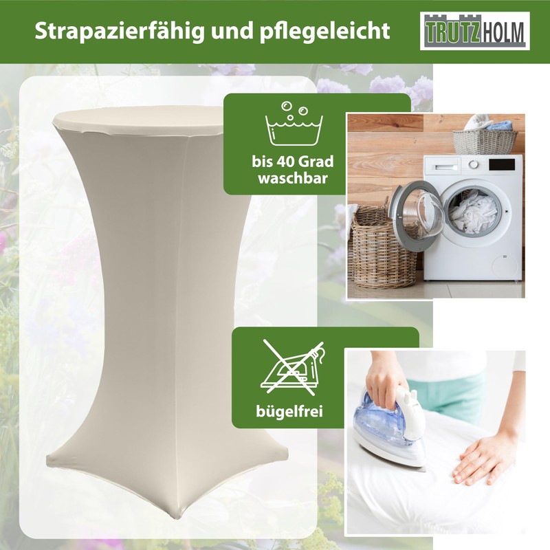 TRUTZHOLM 2 x Bar Table Covers Stretch 70 cm Beige