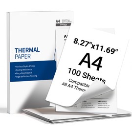 Thermal Paper A4 for Portable Printer A285M/A28U/A28/M08F/M832//M834, Compatible with, Thermal Paper Printer Paper, 210 x 297 mm, 100 Sheets