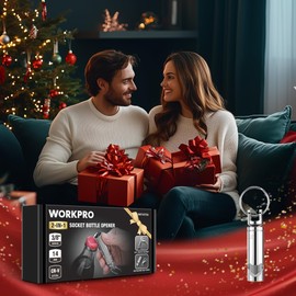 WORKPRO Socket Bottle Opener, 3/8 Inch Drive x 14 mm Socket, Deep Square Drive Socket, CR-V, 6-Point, Portable Detachable Key Ring - for Automotive Repair, House Projects, Machinery Work, Gift for Men