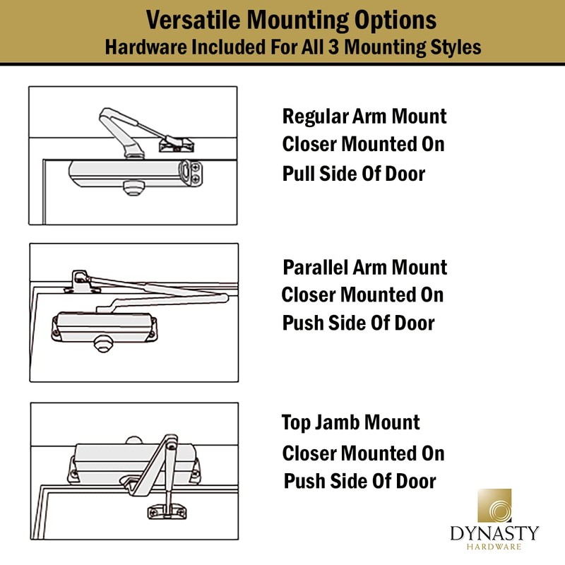 Dynasty Hardware Door Closer, Grade 1 Heavy Duty Commercial Hydraulic
