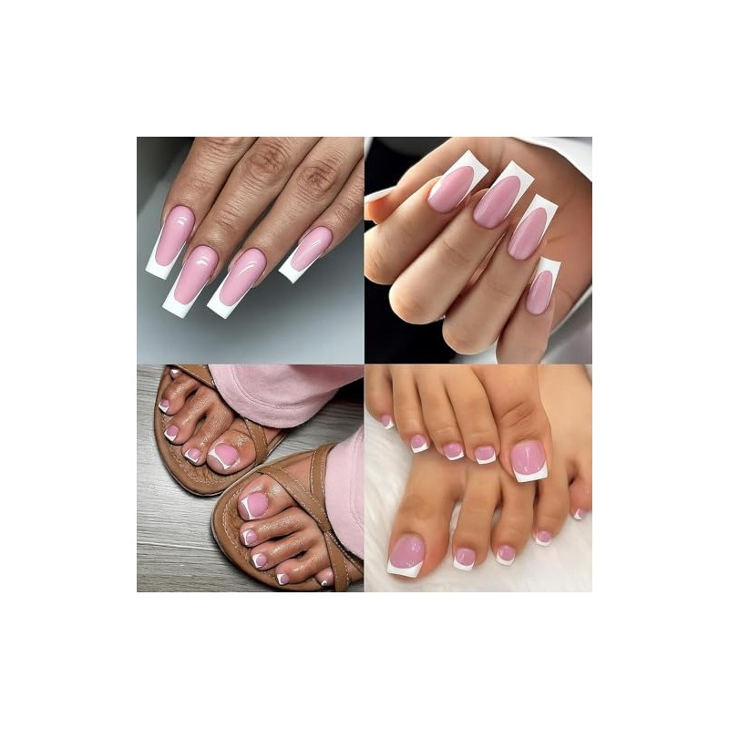 60 Uñas Postizas - French Tip Blancas Para Manos Y