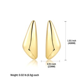 Triangle Gold Dangle Earrings For Women Gold Plated Statement Earrings Large Minimalist Geometric Chunky Exaggerated Stud Earring For Women Trendy