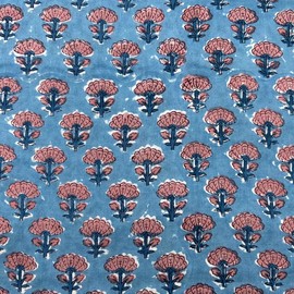 E-Tailor® Indian Handmade Ethnic 100% Cotton Running Hand Block Print Natural Fabric for Dressmaking, Sewing, Crafting, Upholestry Fabric by The Yards (Bice Blue, 3 Yards)