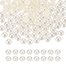 MECCANIXITY 1500Pcs Half Pearl for Crafts, 4mm Plastic Half Flatback Imitation Pearls Cabochon Loose Beads Rhinestone for DIY Crafts Clothing Tumbler Shoes Embellishment Nail (Beige)