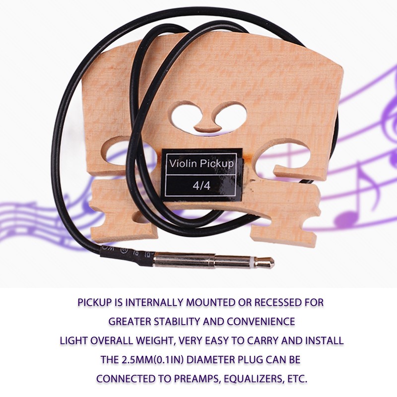Wooden 4/4 Violin Bridge with Internally Mounted Piezo Pickup High