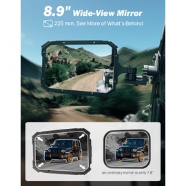JOYTUTUS Wrangler Mirrors Doors Off or Doors On with Integrated Spot Light Mount Compatible with Wrangler TJ JK & Unlimited 1997-2018, Side Mirrors Wider View No Vibrate & Wobble
