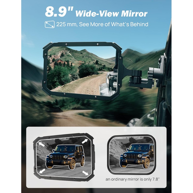 JOYTUTUS Wrangler Mirrors Doors Off or Doors On with Integrated