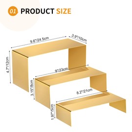 SUIKIHUM 1 Pack - Stainless Steel Purse Display Stand, 120/80/50mm Metal Shoe Rack Riser Appropriate for Home Retail Store, Gold