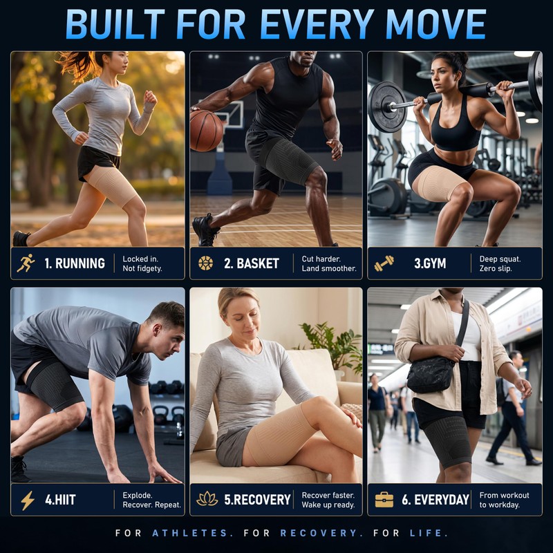 Hamstring Compression Sleeve for Men and Women - Non-Slip Thigh