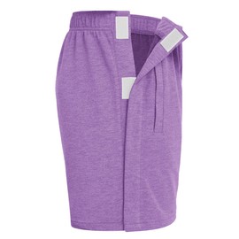 Deyeek Mens Tearaway Velcro Shorts After ACL Knee Surgery Snap On Shorts for Women Tear Away Post Surgery Pants with Pockets Purple