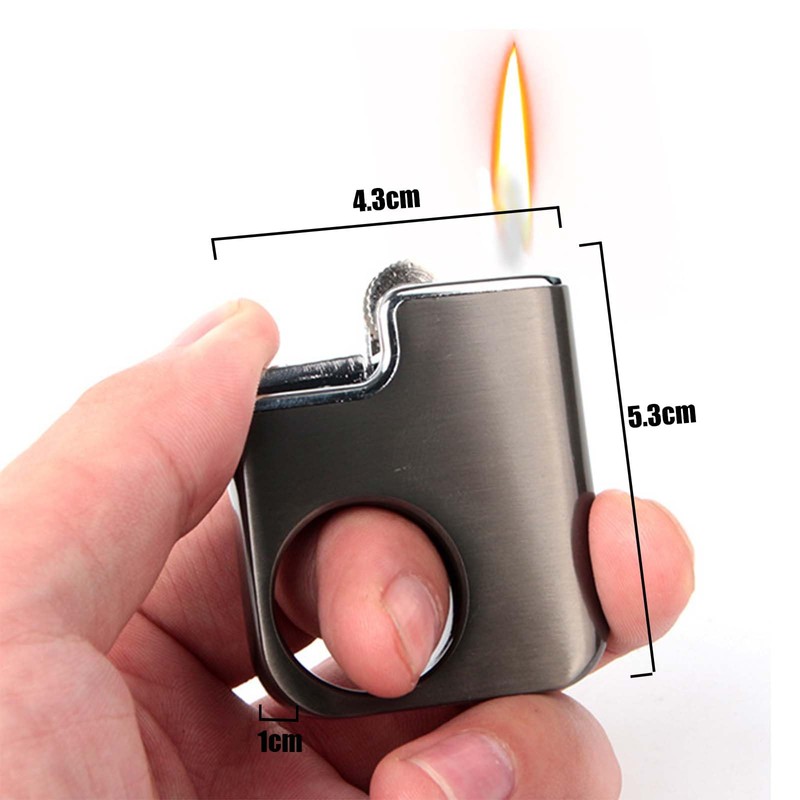 Lighter, Ring Lighter, can be refilled with Butane Gas, Flint