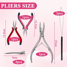 Hair Extension Pliers, Hair Tinsel Tool, Extensions Clamp Kit, For Micro And Nano Ring Hair Extensions (Pink)