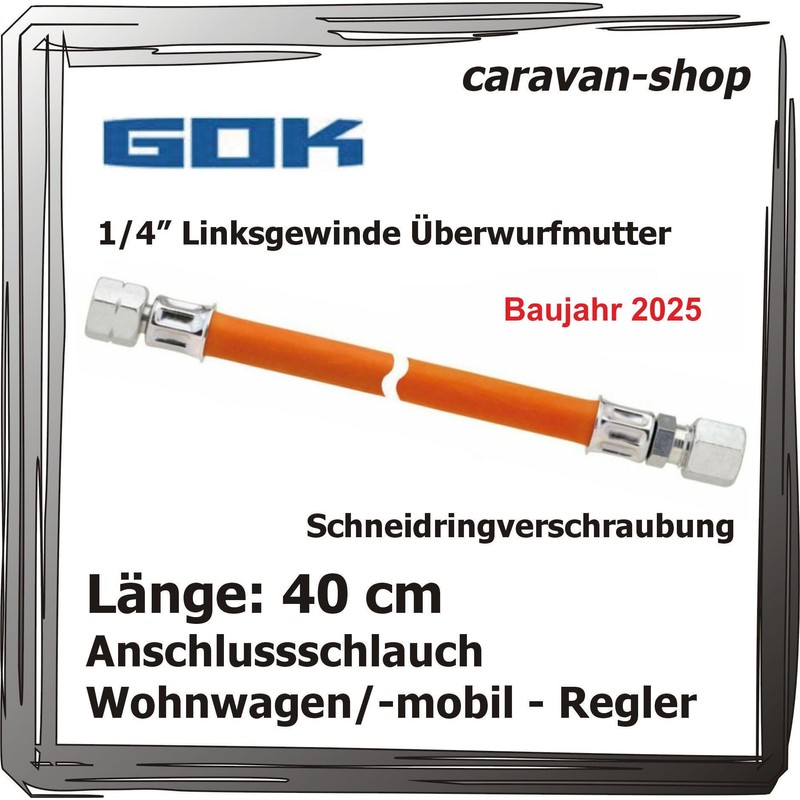Pressure Regulator 50 mbar, 1.5 kg/h for Caravan/Motorhome + Hose