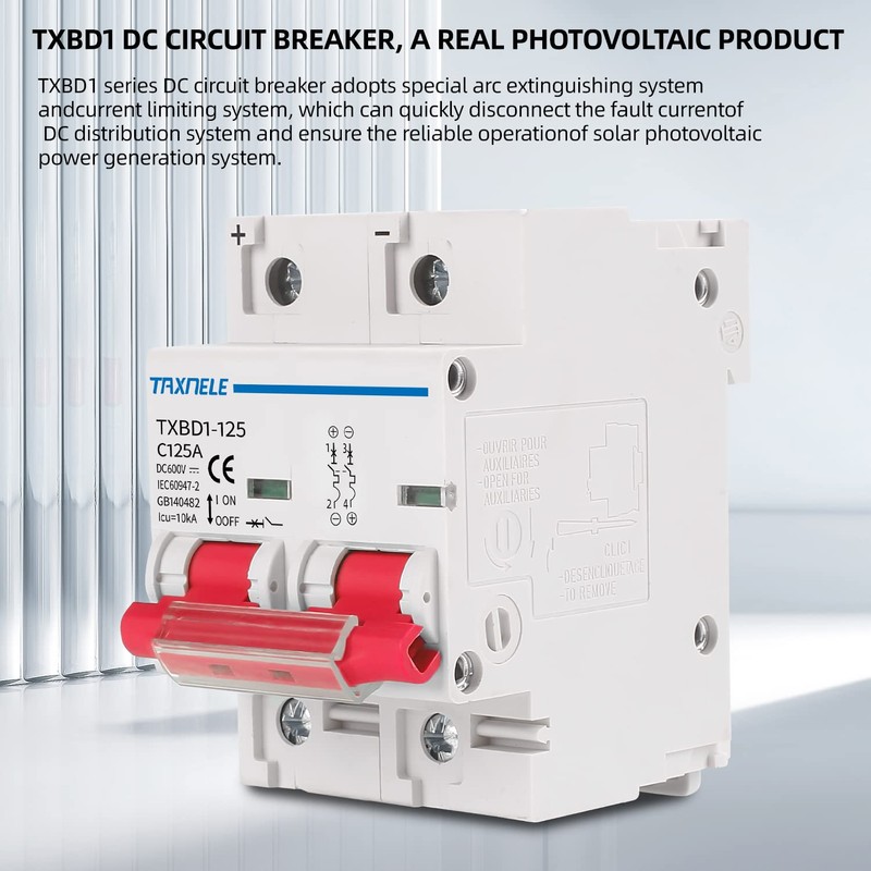 DC MCB Miniature Circuit Breaker 2P 80A 100A 125A 600V