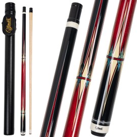 Pool Cue Stick, Billiard Cue Sticks with Hard Case, 2-Pieces 58" Pool Table Sticks, 13 mm Tip Pool Queue, 19-21 oz Pool Que (Red,19oz)
