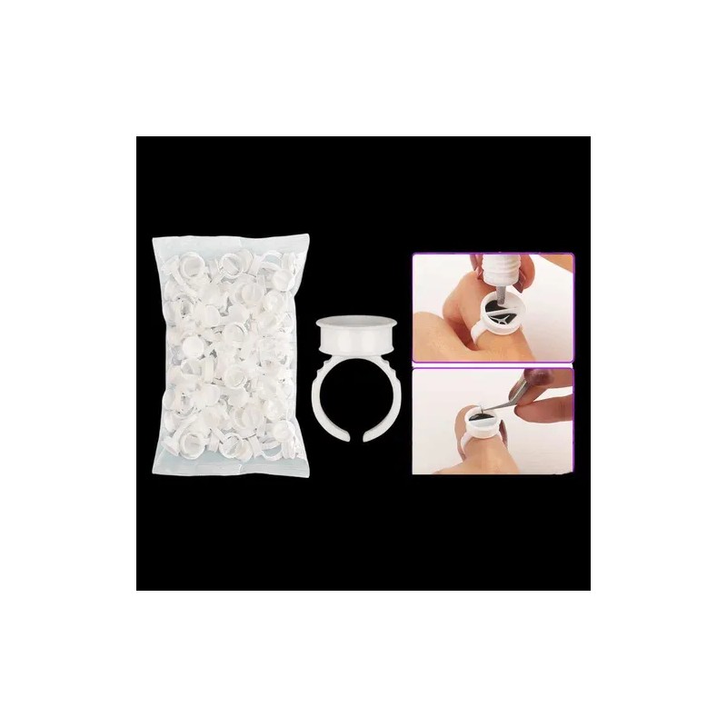 100 Piezas Anillos Para Pigmento De Pestaas,cejas.belleza Blanco