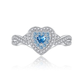 Teardrop Cremation Ring for Ashes 925 Sterling Silver Urn Keepake Rings Memorial Jewelry for Women (Heart(Blue), 10)