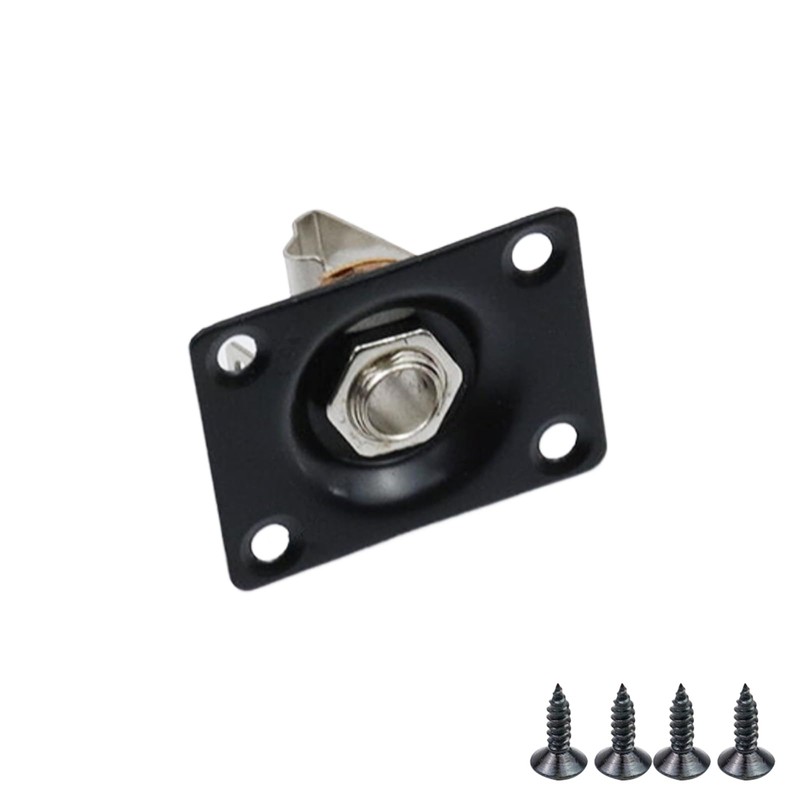LC LICTOP 1/4 Inch Guitar Output Jack Plate, Black Metal