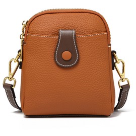 Bearneko Women's Smartphone Pouch, Shoulder Bag, Genuine Leather, Smaller, Cross-body Purse Shoulder Bag, Lightweight, Waterproof, Smartphone Shoulder Bag, Fashion, Gift, coffee