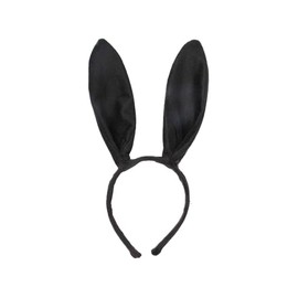 WickedFun® Womens Bunny & Cat Ears Headbands, Ladies Easter Fancy Dress Soft Fluffy Mouse Donkey Frog Animals Hair Band Costume Accessory UK One Size Fits All, Black Bunny Rabbit Ears Aliceband