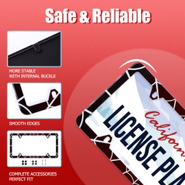 Red White Spider Webs Pattern Funny License Plate Frame Cool Stainless Steel Car Plate Accessory Decor with 4 Holes Screws 12.3" x 6.3" Fit All Vehicle Standard Size