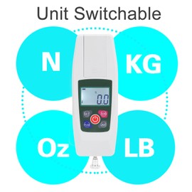 Digital Force Gauges, 50N Push Pull Gauges Triggers Pull Scale with 4 Units Portable Storage Cases Backlit LCD Auto Power Off for School Teaching Mechanics Experiments