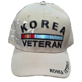 Korea Veteran Military Baseball Cap, Service Ribbon Design, Beige