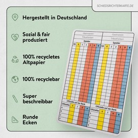cramti - Handball Referee Game Note Card - Referee Cards Set Made of Sustainable and Social Production - Blank Playing Cards (100 Cards)