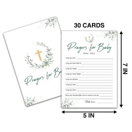OZTEMETY Baby Shower Prayer Cards - Floral Greenery Baby Christening Cards For Girl Boy Christian Brother or Sister - 30 Cards