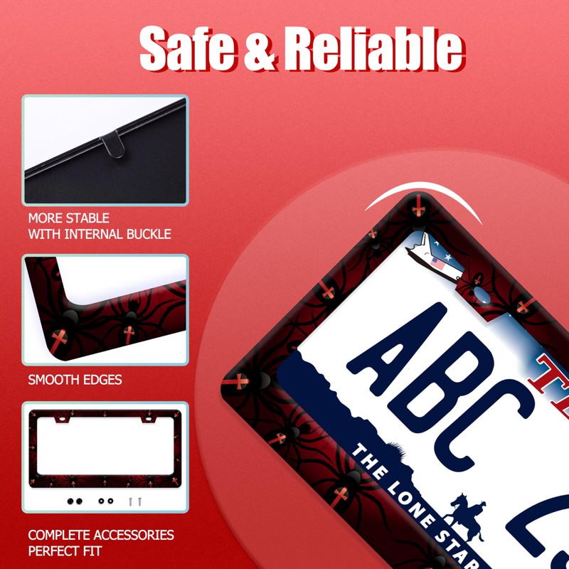 Personalise Bat Spider Web License Plate Frame Red Black License