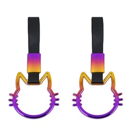 HAMILO Hanging Leather Cat Interior Car Accessories Handrail Decoration Dress Up Set of 2