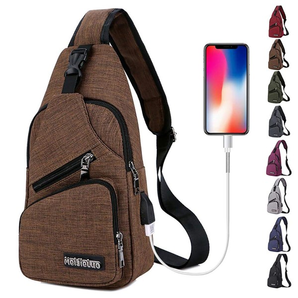 Peicees Travel Gym Bike Sling Bag Shoulder Backpack Daypack w/USB Charging Port