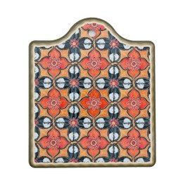 Ceramic Trivet for Hot Pots & Pans, Heat-Resistant and Scald Resistant,Used for Dining Tables,Coasters, Kitchen Decorations,Hand-Printed Pattern, Extra Thick,7.47 * 6.3 Inches Set of 1. (Orange)