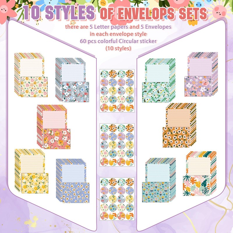 TaoBary 160 Pcs Stationery Paper Set 50 Double Sided Stationery