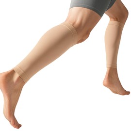 Ranmy Stage Men's Calf Supporter, Compression Calf Sleeve, Marathon, Running, Gaiter, Climbing, Sports, Recovery Wear, Reduces Fatigue, Improves Performance, 2 Pairs, beige