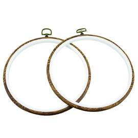 GuoFa Embroidery Hoops 8 inch - Round Resin Cross Stitch Hoop Set Imitated Wood, Decorative Embroidery Frame Circular for Display Sewing Projects Hanging Ornament