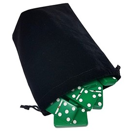 Marion & Co. Domino Double Six 6 Green Tiles Jumbo Tournament Professional Size with Spinners in Black Elegant Velvet Bag