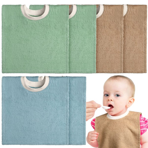 6 Pcs Pullover Baby Bibs Cotton Terry Toddler Bibs Absorbent Infant Bibs for Feeding and Drooling Towel Slip on Bib (Fresh Color)