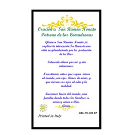 Gifts by Lulee, LLC Oracion a Sant Ramon Nonato Patron de las Comadronas y de Los Partos Tarjeta de Rezo Bendecida Importada de Italia Laminada con Acentos en Oro