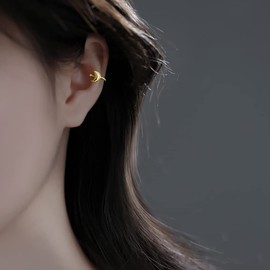 SLUYNZ 925 Sterling Silver Moon Ear Cuff Clip On Earrings for Women Teenagers Wrap Earrings No Penetrating Cartilage Earrings, Sterling Silver