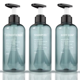 Shampoo Bottles for Filling Shampoo Dispenser Pump Bottle Soap Dispenser Plastic Pump Bottles Blue 500 ml Set of 3 Pump Dispenser Lotion Empty Shower Gel Bottles Shower Gel Dispenser Bottle Empty for