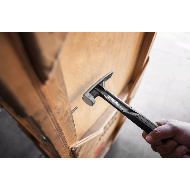 ToughBuilt Steel Rip Hammer 16oz Smooth Straight Claw Large Rubber