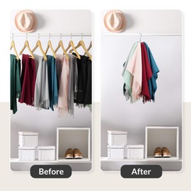 ZEDODIER Scarf Organizer Scarf Hanger for Closet, Rotatable Sturdy Hijab Holder Holds 8 Scarves, Metal Space Saving Closet Organizers and Storage, Silver