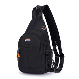 O-TBOST Small Sling Bags for Women Crossbody Backpack Multi-Pocket Adjustable Strap Daypack for Outdoors Hiking Traveling (black)