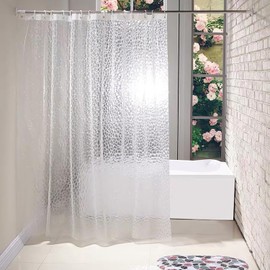 1 Piece Shower Curtain With 8 Shower Curtain Rings, Waterproof And Mildew-Proof, Quick-Drying, 3d Transparent Eva, Bathroom Curtain, Suitable For Bathroom, Kitchen, Apartment, Rv (120 * 200cm)