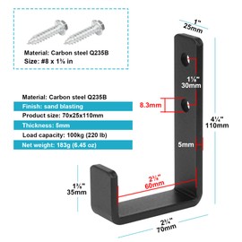 TSSS 4 PCS 110mm J Hooks Utility Hook for Hanging Storage Garage Bulky Wall Mounted Hanger, Max. Load 100 KG