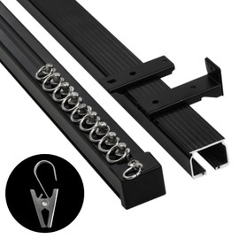 RANBOLIFE Super Heavy-Duty Ceiling Curtain Track Easy to Install Smooth Sliding Curtain Track Ceiling&Wall Mount Room Divider Curtain Track for Living Room Bedroom Shower Divider, Black, 3FT To 6FT